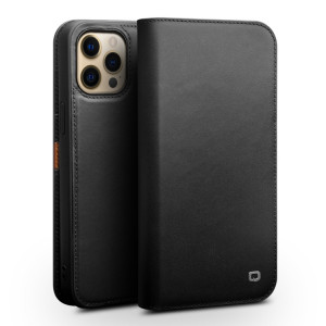 Coque en cuir horizontal horizontal de Qialino avec support et portefeuille pour iPhone 13 Pro Max (Noir) SQ404A1572-20