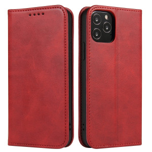 Texture de mollet Horizontal Horizontal Horizontal Boîtier avec porte-cartes et portefeuille pour iPhone 13 Pro (rouge) SH203B1512-20