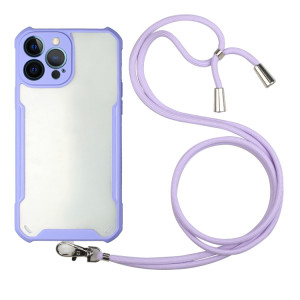 Cas d'acrylique + Couleur TPU TPU avec lanière à cou pour iPhone 13 Pro Max (Violet) SH904B475-20