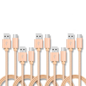 5 PCS USB à USB-C / Type-C Câble de transmission de données de chargement tressé, longueur de câble: 1m (or) SH601C442-20