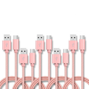 5 PCS USB à USB-C / Type-C Nylon Traité Traité Tableau de transmission de la transmission, Durée du câble: 1M (rose) SH601D556-20