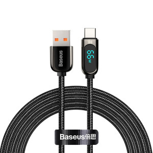 BASEUS CASX020101 66W USB TO USB-C / TYPE-C Données numériques Câble de chargement rapide, Longueur du câble: 2M (Noir) SB502A283-20