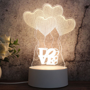 Veilleuse décorative LED tricolore 3D créative à base blanche, bouton Version USB, forme: ballon d'amour (blanc-chaud-blanc chaud) SH615A1535-20