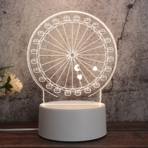 Veilleuse décorative LED tricolore 3D créative à base blanche, bouton Version USB, forme: grande roue (blanc-chaud-blanc chaud) SH619A146-20