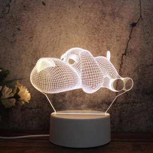 Veilleuse décorative LED tricolore 3D créative à base blanche, bouton Version USB, forme: carlin (blanc-chaud-blanc chaud) SH622A691-20