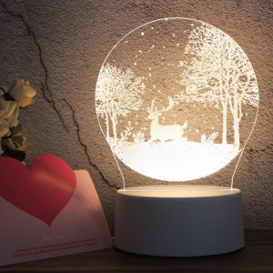 Veilleuse décorative LED tricolore 3D créative à base blanche, version bouton USB, forme: cerf des neiges 01 (blanc-chaud-blanc chaud) SH629A1403-20