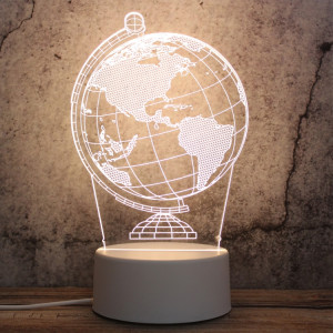 Veilleuse décorative LED tricolore 3D à base blanche, bouton Version USB, forme: globe (blanc-chaud-blanc chaud) SH633A991-20