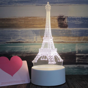 Veilleuse décorative LED tricolore 3D créative à base blanche, version à prise bouton, forme: tour Iorn (blanc-chaud-blanc chaud) SH802A677-20