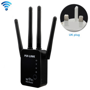 Répéteur de routeur WiFi intelligent sans fil avec 4 antennes WiFi, spécification de prise: prise britannique (noire) SH302A1961-20