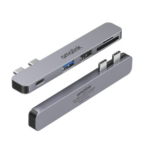 Amalink 9177D Dual Type-C / USB-C sur le lecteur de carte SD / TF (gris) SA101A1217-20
