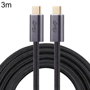 20GBPS USB 3.2 USB-C / Type-C mâle au câble de données tressé mâle USB-C / C / C, longueur de câble: 3m (noir) SH205A956-20
