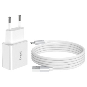Ivon Ad-35 2 en 1 18W QC3.0 Port USB Chargeur de voyage + 1M USB à Micro USB Data Set de câble de données, Fiche EU (Blanc) SI801A1228-20
