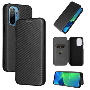 Pour Ulefone NOTE 13P Texture de la fibre de carbone Magnétique Horizontal Flip Coque Téléphone PU (Noir) SH803C1921-20