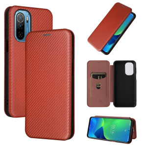 Pour Ulefone note 13P Texture de la texture de la fibre de carbone Horizontal Horizontal Flip PU (Brown) SH803E472-20