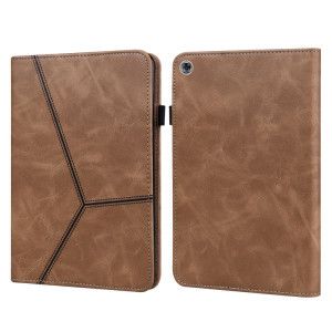 Pour Huawei MediaPad M5 Lite 10.1 Étui en cuir rayé en relief de couleur solide (brun) SH803A1010-20