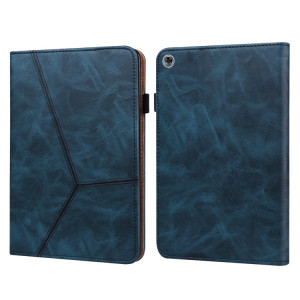 Pour Huawei MediaPad M5 Lite 10.1 Étui en cuir rayé en relief de couleur solide (bleu) SH803B1582-20