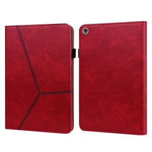 Pour Huawei MediaPad M5 Lite 10.1 Étui en cuir rayé en relief de couleur solide (rouge) SH803C1288-20
