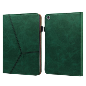Pour Huawei MediaPad M5 Lite 10.1 Étui en cuir rayé en relief de couleur solide (vert) SH803D504-20