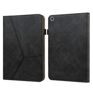 Pour Huawei MediaPad M5 Lite 10.1 Étui en cuir rayé en relief de couleur solide (noir) SH803E301-20