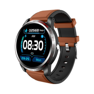 W3 1,3 pouce de montre d'écran de montre en cuir Smart Health Watch, soutien à la fréquence cardiaque dynamique, à l'indice de santé HRV, à la surveillance ECG, à la pression artérielle (café) SH201C1223-20