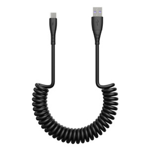 Câble de données de charge de printemps 3A Type-C / USB-C (noir) SH201A707-20