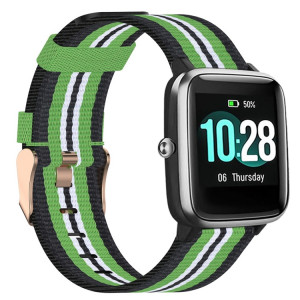 Pour ID205 Band de montre tressée en nylon de 19 mm (noir + vert) SH701G1935-20