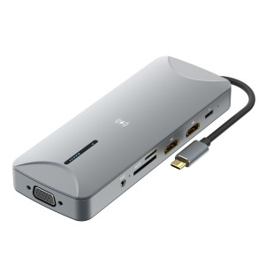 V240 12-en-1 USB-C / Type-C multi-C 3.1 Station d'amarrage du hub masculin (Gery) SH701B391-20