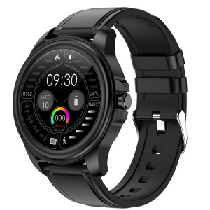 E89 1,32 pouces écran bracelet en cuir montre de santé intelligente prend en charge la fonction ECG, diagnostic médical AI, surveillance de la température corporelle (noir) SH301A126-20