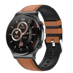 E300 Bracelet de montre en cuir avec écran de 1,32 pouces La montre de santé intelligente prend en charge la surveillance de la température corporelle, la surveillance ECG de la pression artérielle (marron) SH101B815-20