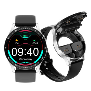 X7 1,32 pouces IPS écran tactile 2 en 1 Bluetooth écouteur montre intelligente, prend en charge la surveillance de la fréquence cardiaque/détection de l'oxygène sanguin/musique Bluetooth (noir) SH101A1536-20
