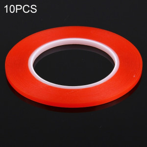Lot de 10 rubans adhésifs double face de 2 mm de largeur, longueur : 25 m (rouge). SH402A35-20