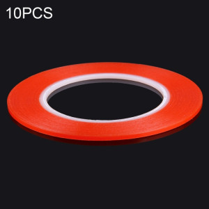 Lot de 10 rubans adhésifs double face de 3 mm de largeur, longueur : 25 m (rouge). SH403A334-20