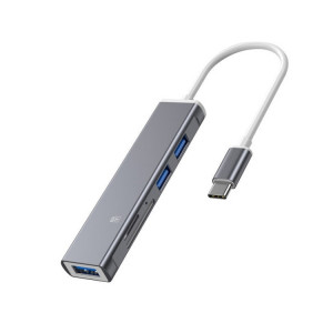 Emplacement pour carte 5 en 1 Type-C vers SD / TF + 3 ports USB HUB de station d'accueil multifonctionnel (gris) SH401A344-20