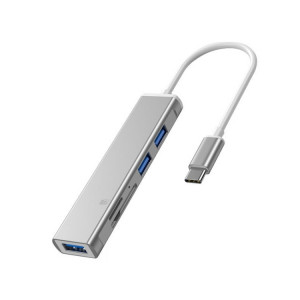 Emplacement pour carte SD / TF 5 en 1 de type C + 3 ports USB HUB de station d'accueil multifonctionnel (argent) SH401B1291-20