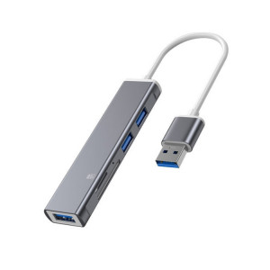 Emplacement pour carte USB vers SD / TF 5 en 1 + 3 ports USB HUB de station d'accueil multifonctionnel (gris) SH402A69-20