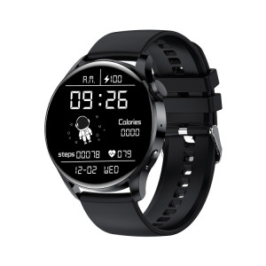 Montre intelligente GW69, prise en charge des appels BT/fréquence cardiaque/pression artérielle/oxygène sanguin (noir + bracelet en silicone noir) SH901C1050-20