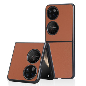 Pour Huawei P50 Pocket Plain Skin Litchi Texture Phone Case (Marron) SH701H1278-20
