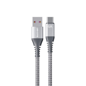 WEKOME WDC-169A Raython Series 6A USB vers Type-C Câble de données à charge rapide Longueur : 1 m (argent) SW601B1574-20