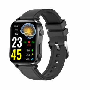 F100 1,7 pouces HD écran carré bracelet en cuir montre intelligente prend en charge la surveillance de la température corporelle/surveillance de l'oxygène sanguin (noir) SH201A820-20