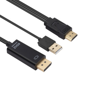 Câble adaptateur HDMI vers USB + DisplayPort avec alimentation, longueur : 1,8 m (noir) SH101A776-20