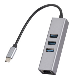 SL-030 USB-C / Type-C vers Gigabit Ethernet RJ45 et 3 adaptateurs USB 3.0 Convertisseur HUB (Gris) SH301A454-20