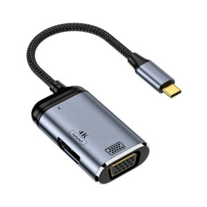 Y001 Câble adaptateur audio USB-C/Type-C vers VGA+HDMI+USB-C/Type-C 3 en 1 SH8917196-20