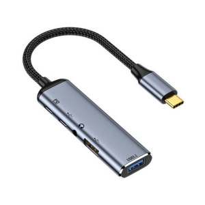 Y003 5 en 1 USB-C/Type-C vers USB3.1 + USB2.0 + Double USB-C/Type-C + Adaptateur multifonctionnel d'interface audio 3,5 mm SH89211748-20