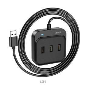 hoco HB31 Convertisseur Easy 4 en 1 USB vers USB2.0x4, Longueur du câble : 1,2 m (Noir) SH301A455-20
