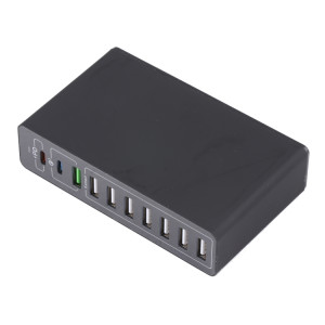MFT-03Q Chargeur rapide intelligent USB 10 en 1 65 W QC3.0, type de prise : prise américaine (noir) SH901A1555-20