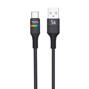 TOTU BT-020 Journey Series Câble de données de lumière respiratoire coloré USB vers Type-C, longueur : 1,5 m (noir) ST801A520-20