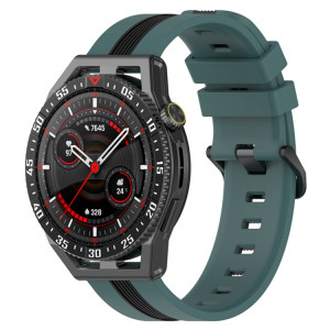 Pour Coros Apex 46mm/Apex Pro/Ticwatch Pro 3 Bracelet de montre en silicone bicolore vertical 22mm (vert + noir) SH301B902-20