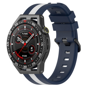 Pour Coros Apex 46mm/Apex Pro/Ticwatch Pro 3 Bracelet de montre en silicone bicolore vertical 22mm (blanc + bleu) SH301J1967-20