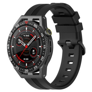 Pour Coros Apex 46mm/Apex Pro/Ticwatch Pro 3 Bracelet de montre en silicone de couleur unie verticale de 22mm (noir) SH501D1330-20