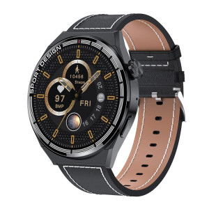 HDT 3 Max Bracelet en cuir de 1,6 pouces IP67 Montre intelligente étanche Prise en charge des appels Bluetooth / NFC (Noir) SH301A859-20